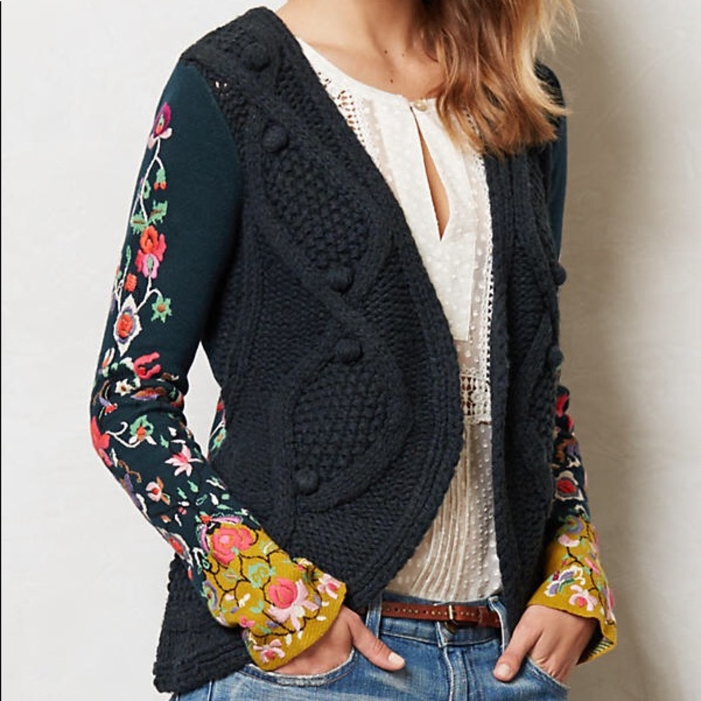 Sleeping on Snow Stitched Flora Cardigan